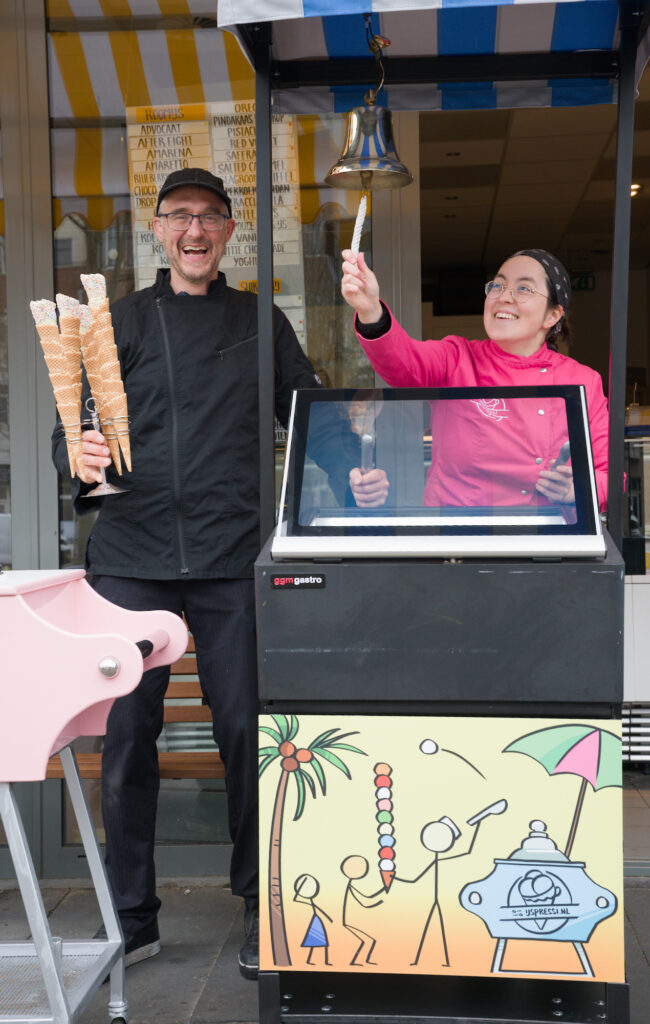 geheel mobiele 3-baks ijsvitrine